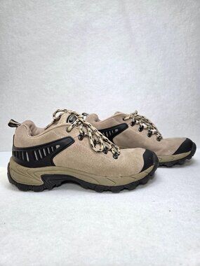 Smith’s Workwear Leather Hiking Shoes Size 4.5 Tan Black Trail Lug Sole